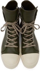 Rick Owens Green Calfskin High Sneakers