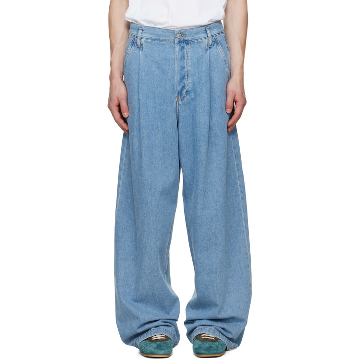 Photo: Dries Van Noten Blue Pleated Jeans
