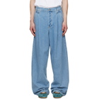 Dries Van Noten Blue Pleated Jeans