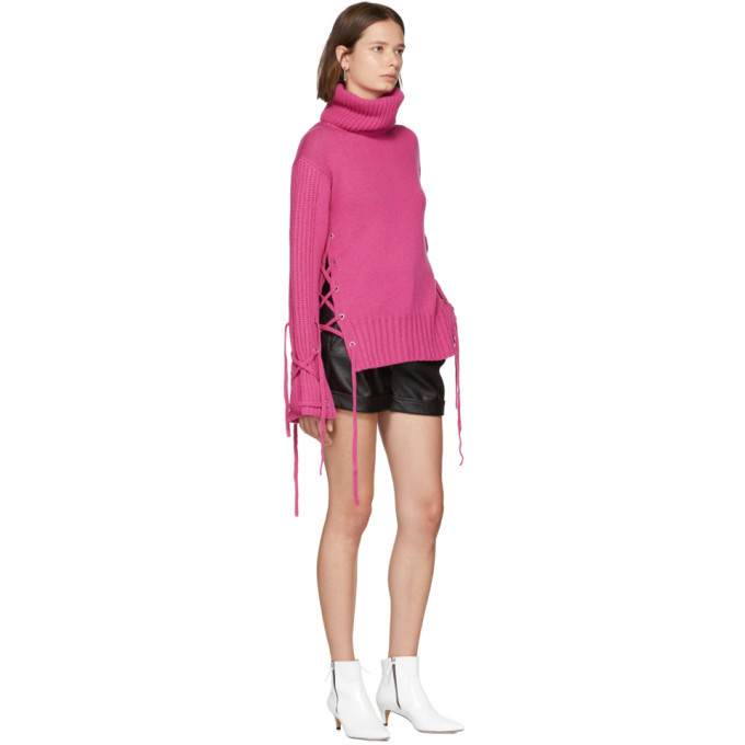 McQ Alexander McQueen Pink Lace-Up Turtleneck McQ Alexander McQ Alexander McQueen Pink Lace-Up Turtleneck McQ Alexander