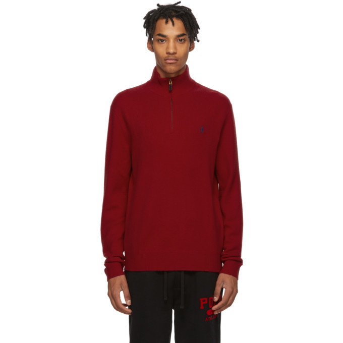 Photo: Polo Ralph Lauren Red Wool Half-Zip Sweater