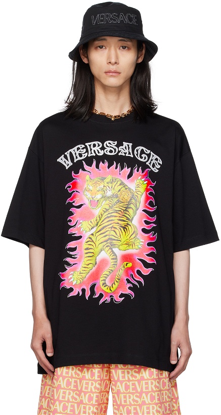Photo: Versace Black Printed T-Shirt