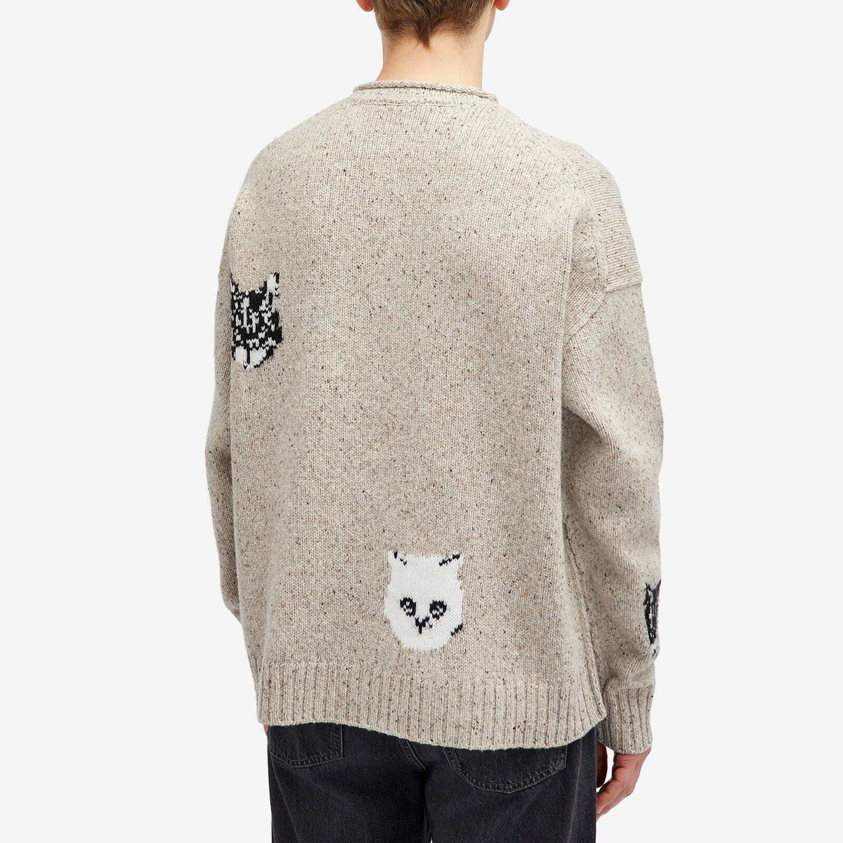 【極美品】Acne Studios JACQUARD JUMPER ニット　猫 Acne Studios Men's Kuelu Cat Jacquard Jumper in Beige Acne Studios