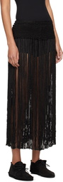 Bode Black Fringe Midi Skirt