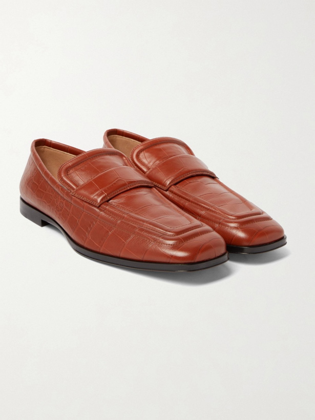 Photo: BOTTEGA VENETA - Croc-Effect Leather Loafers - Brown