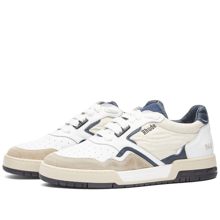 Photo: Rhude Men's Racing Sneakers in White/Navy/Beige