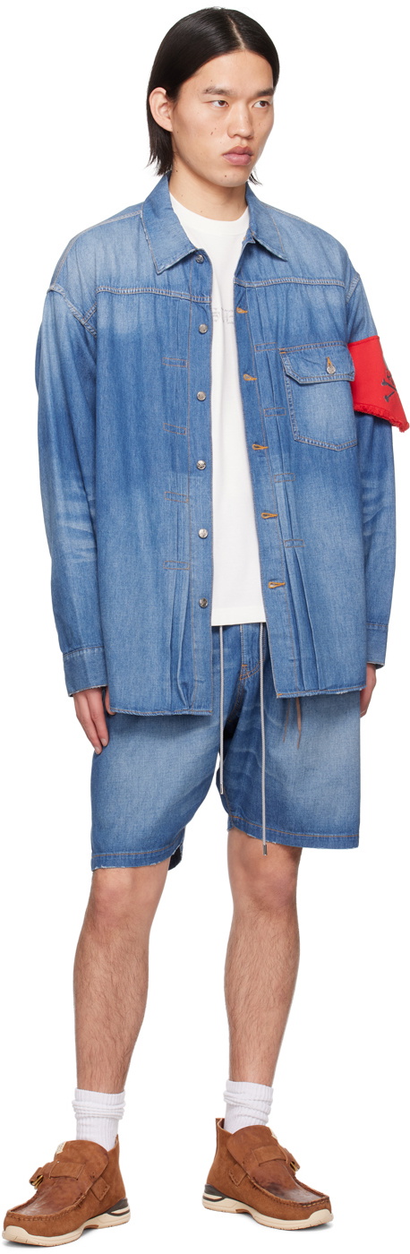 mastermind JAPAN Blue Drawstring Denim Shorts
