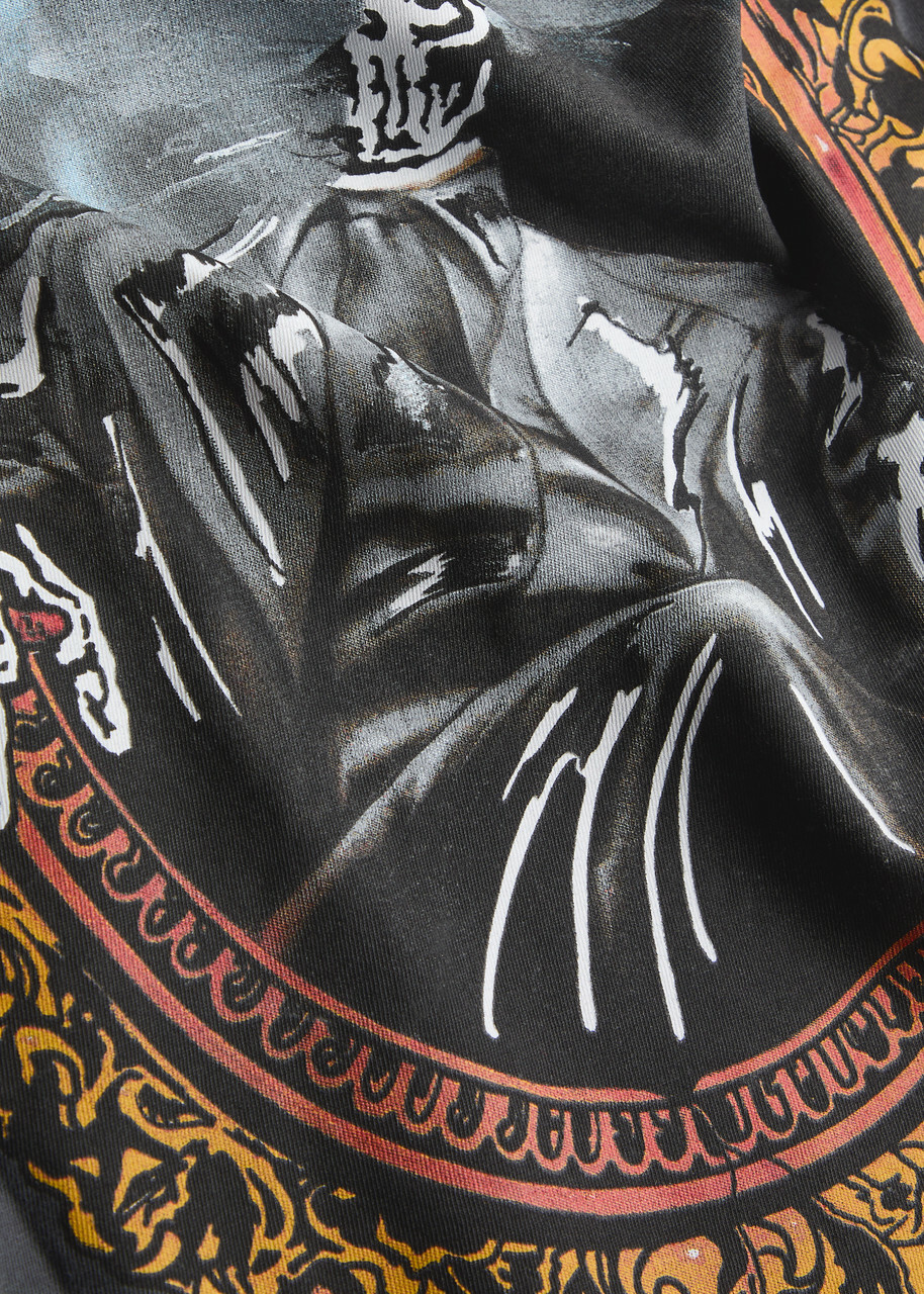 Warren Lotas Mirror Printed Cotton T-shirt Black