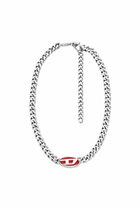 Diesel Red enamel chain necklace - Necklaces - Unisex - Silver