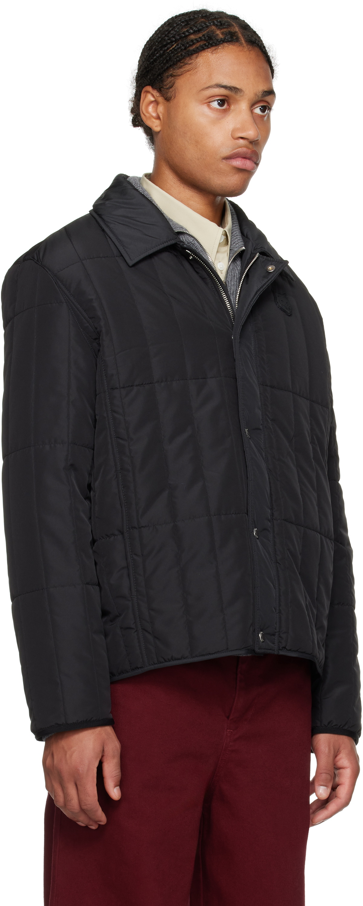 Maison Kitsuné Black Quilted Blouson Jacket Maison Kitsune