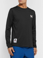 DISTRICT VISION - Air-Wear Logo-Print Stretch-Mesh Top - Black