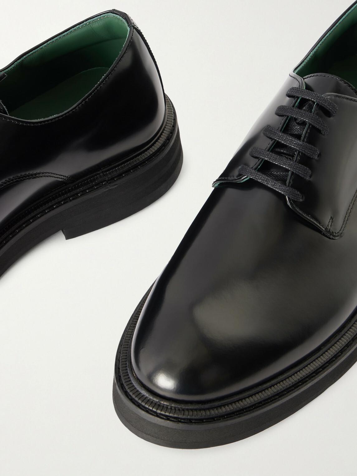 VINNY's - Officer Polished-Leather Derby Shoes - Black