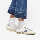 Golden Goose Women's Super-Star Leather Sneakers in White/Night Blue/Silver