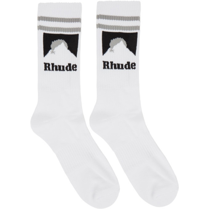 Photo: Rhude White Mountain Logo Socks