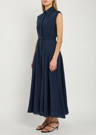 Gabriela Hearst Durand Belted Linen Shirt Dress Navy