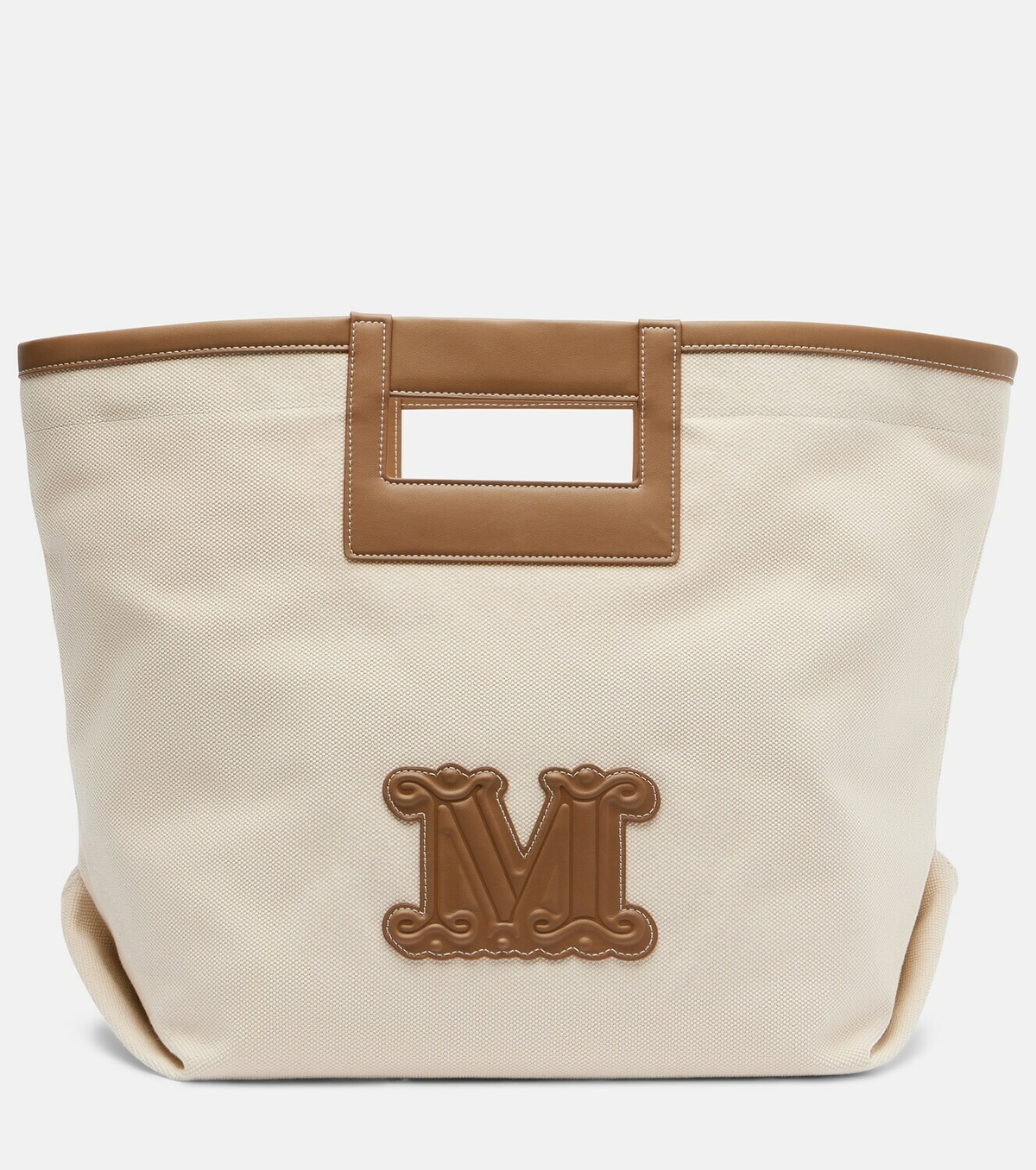 Max Mara Ecru Small canvas tote bag