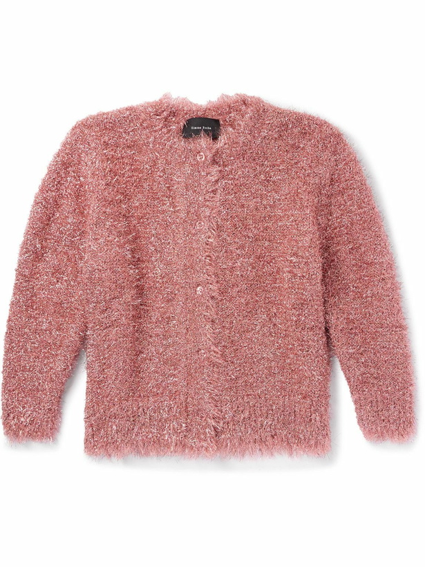 Photo: Simone Rocha - Tinsel Metallic Textured-Knit Cardigan - Pink