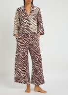 Desmond & Dempsey Tide Zebra-print Linen Shirt Brown