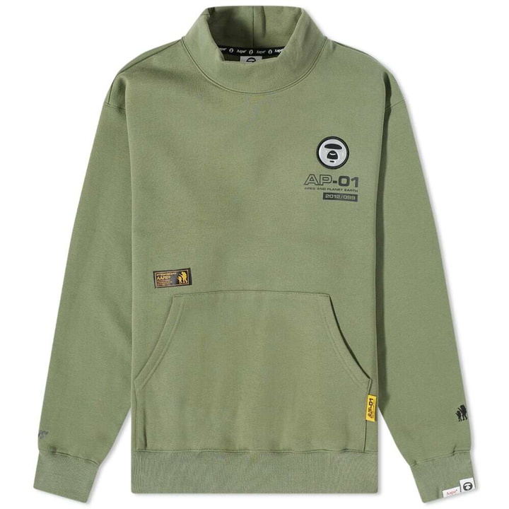 Photo: Men's AAPE Mock Neck Sweat in Khaki