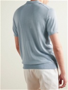 Club Monaco - Luxe Silk and Cashmere-Blend Polo Shirt - Blue
