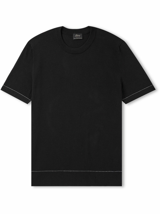 Photo: Brioni - Sea Island Cotton-Piqué T-Shirt - Black