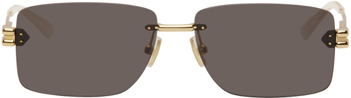 Photo: Bottega Veneta Gold Rectangular Sunglasses