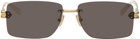 Bottega Veneta Gold Rectangular Sunglasses