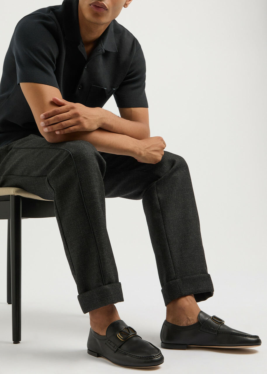 Valentino Vlogo Leather Loafers Black