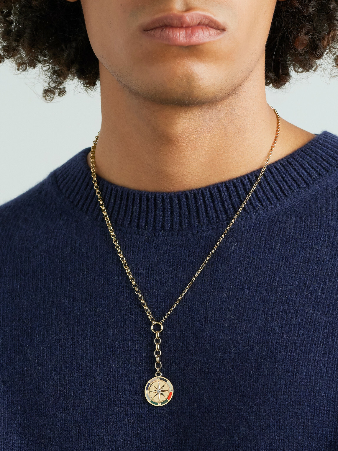 Foundrae - Internal Compass 18-Karat Gold, Enamel and Diamond Necklace