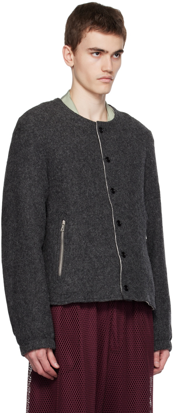 Dries Van Noten Gray Round Neck Jacket Dries Van Noten