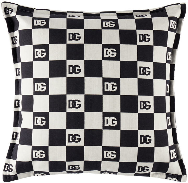 Photo: Dolce & Gabbana Black & White Checkered DG Logo Cushion