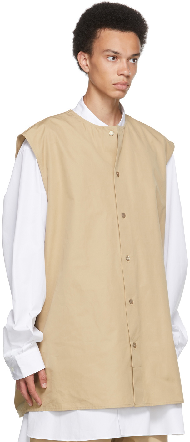 Hed Mayner Beige Sleeveless Button Shirt Hed Mayner