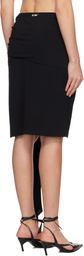 The Attico Black Draped Midi Skirt
