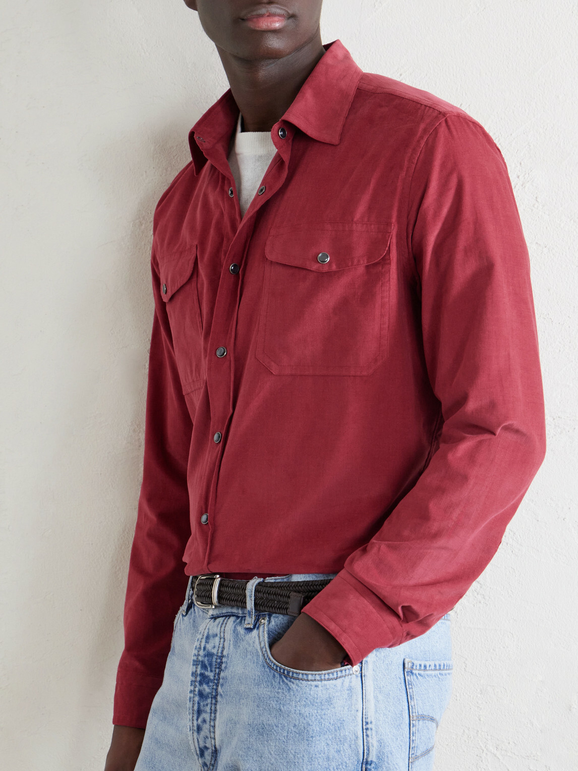 Caruso - Cotton-Corduroy Shirt - Red