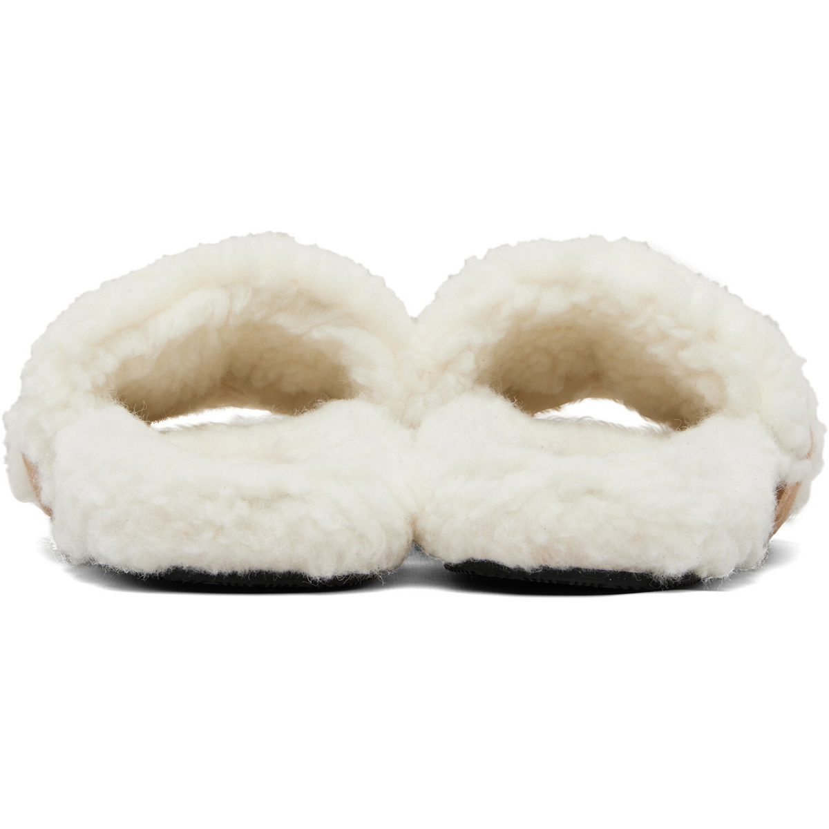 Balenciaga Tan & Off-White Furry Slides