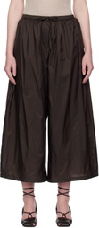 AMOMENTO Brown Nylon Shirring Lounge Pants