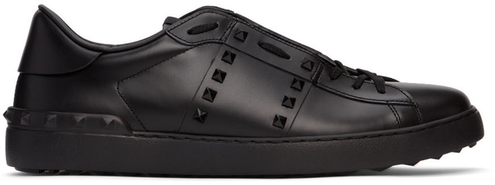 Photo: Valentino Garavani Black Rockstud Untitled Tone-On-Tone Sneakers