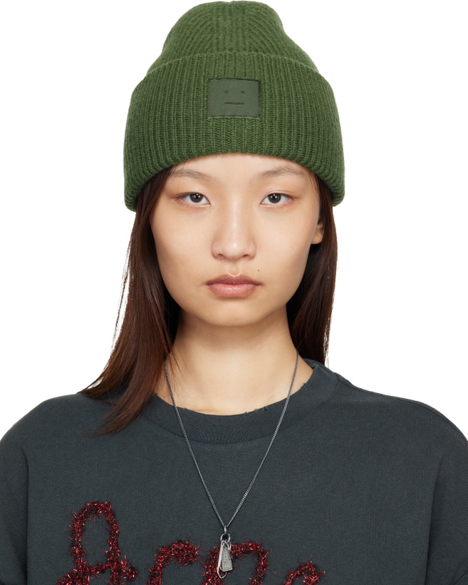 Photo: Acne Studios Green Face Logo Beanie