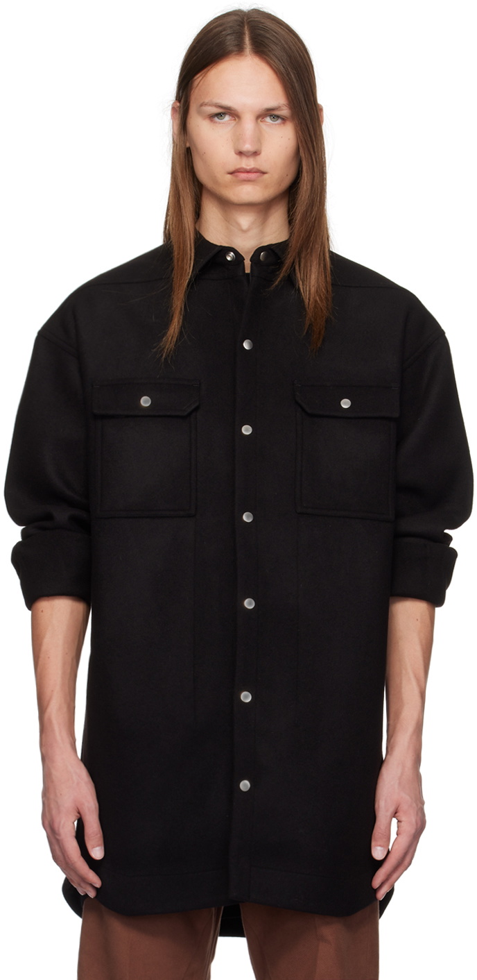 Rick Owens Black Porterville Melton Outer Shirt Rick Owens