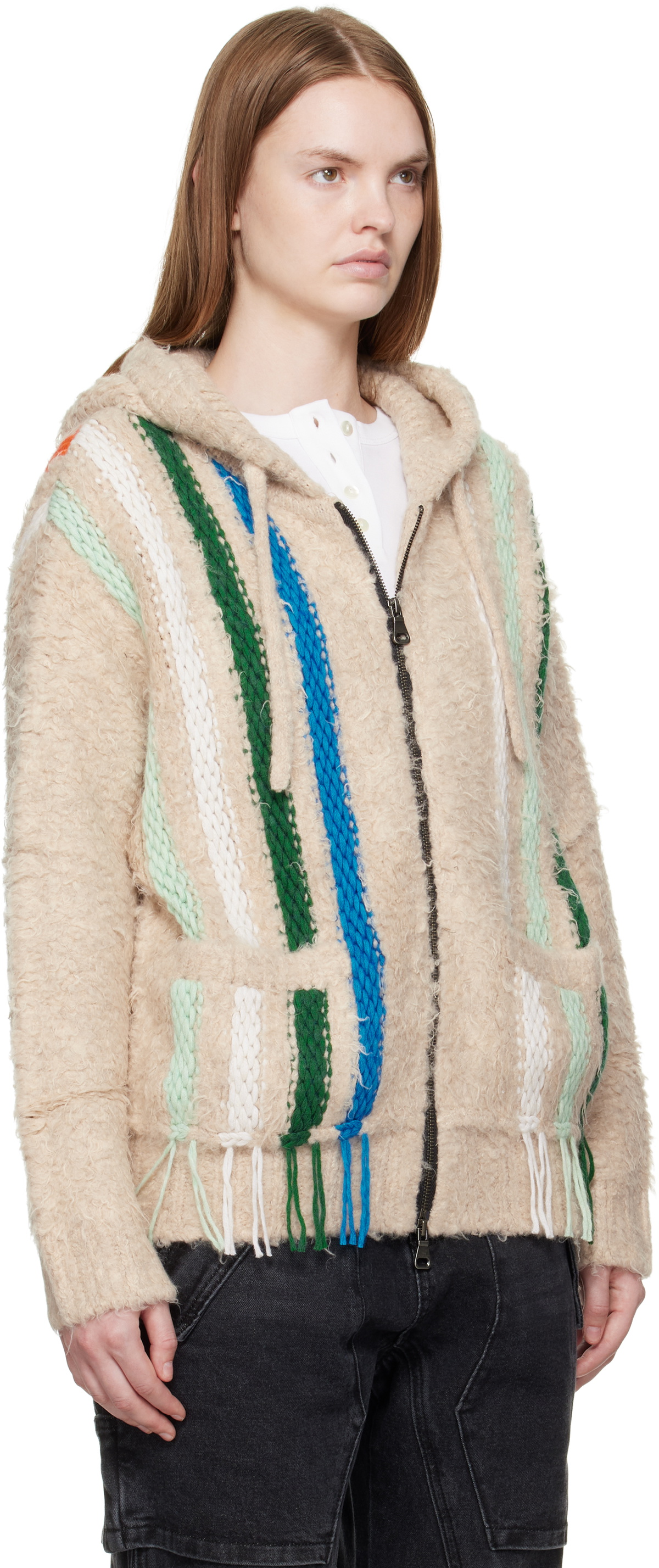 Andersson Bell Off-White Reverse Stripe Knit Hoodie