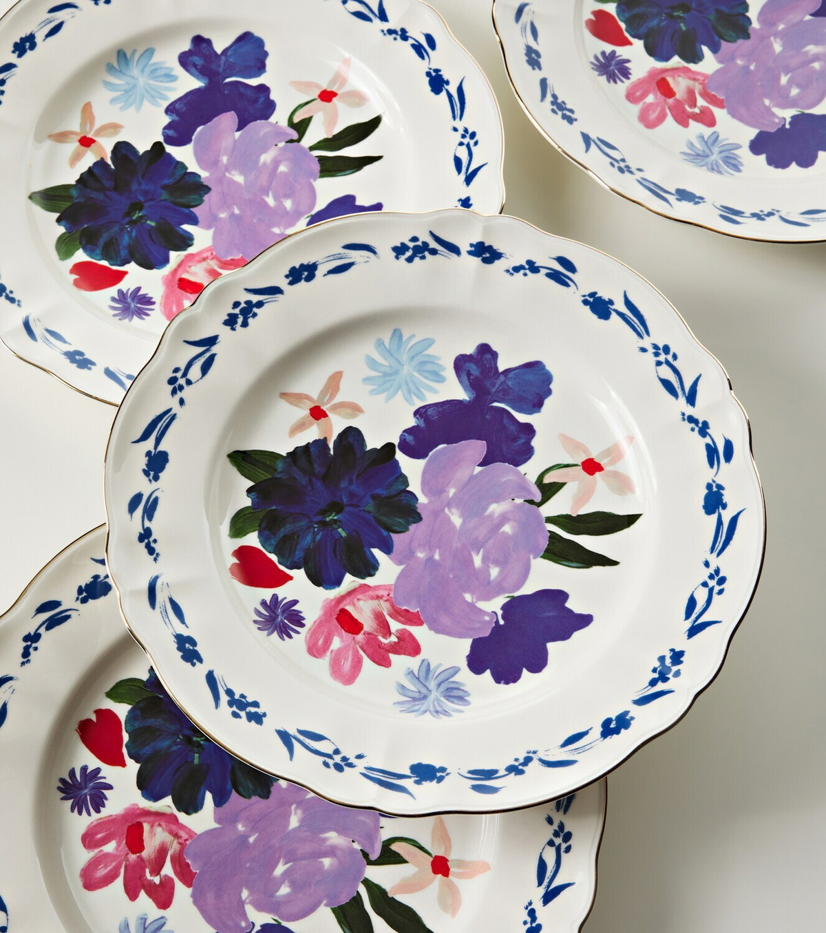 Bitossi Set of 4 floral porcelain dinner plates