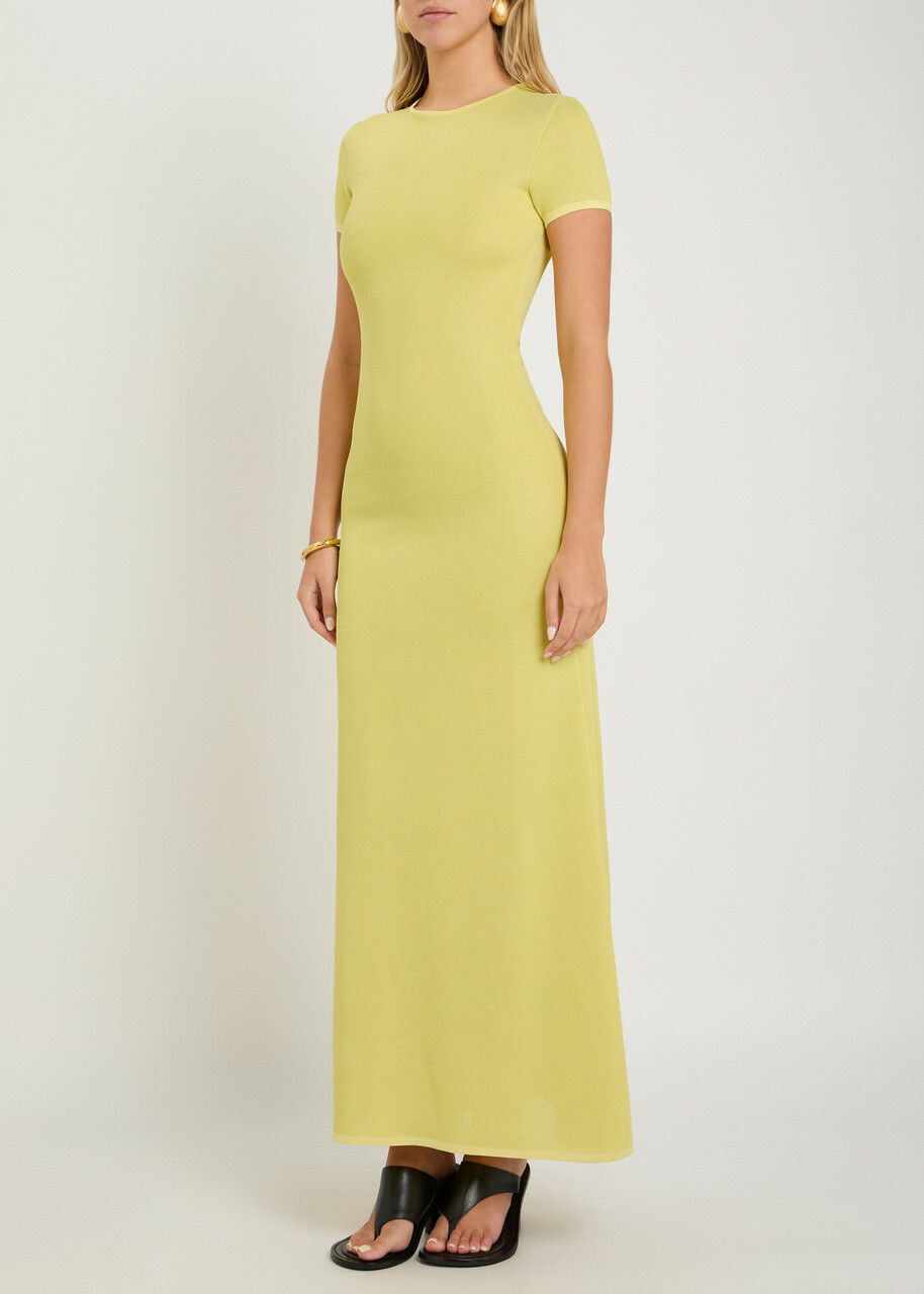 Jacquemus Le Robe Maille Woven Maxi Dress Yellow