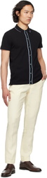 PS by Paul Smith Black Button-Front Stretch-Cotton Polo