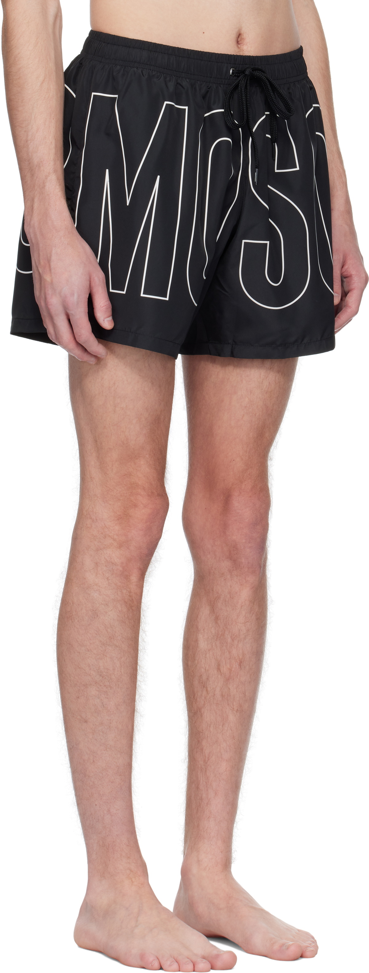 Moschino Black Rubber Logo Swim Shorts