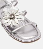 Zimmermann Floral-appliqué metallic leather sandals