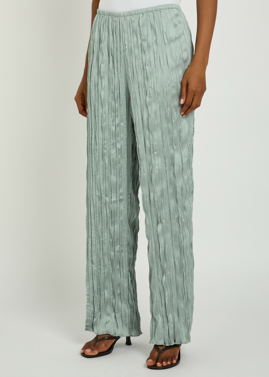 Staud Nami Plissé Trousers Silver