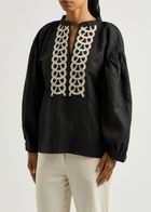 BY Malene Birger Cadmus Embroidered Linen Blouse Black