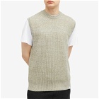 Norse Projects Men's Manfred Wool Cotton Rib Vest in Sediment Green