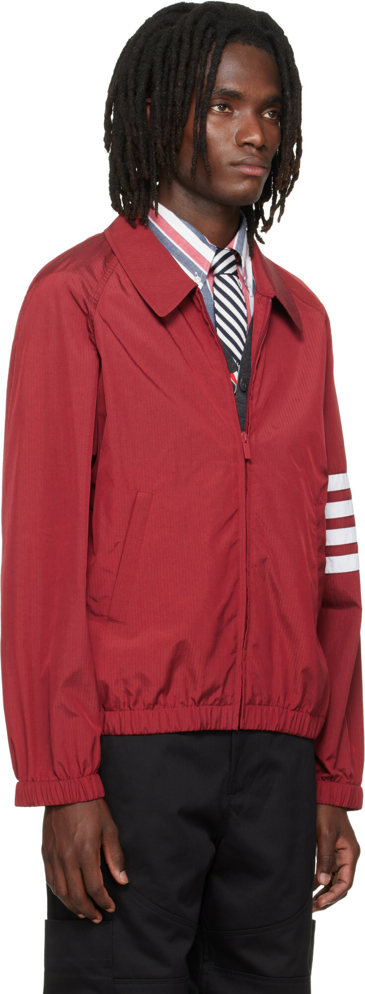 Thom Browne Red Ripstop Raglan Coach Jacket