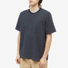 Folk Men's Textured Stripe T-Shirt in Navy Stripe